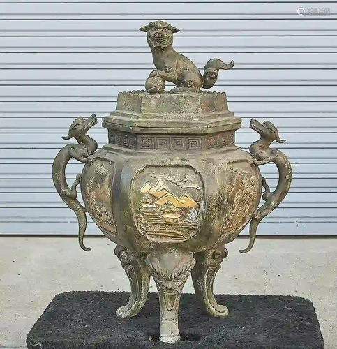 Chinese Bronze Covered Censer