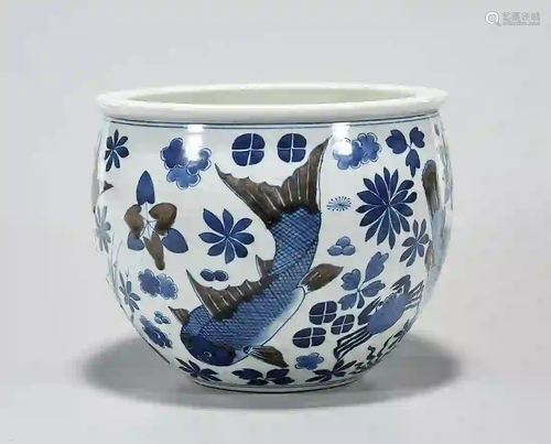 Chinese Blue and White Porcelain Fish Bowl