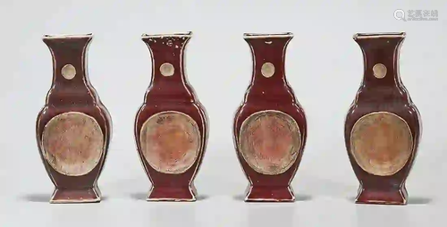 Group of Four Chinese Oxblood Porcelain Ink Stands