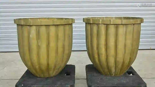 Pair Chinese Bronze Jardinieres