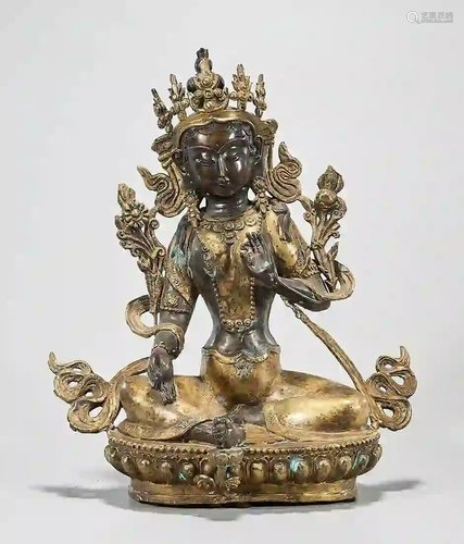 Chinese Gilt Bronze Seated Guanyin