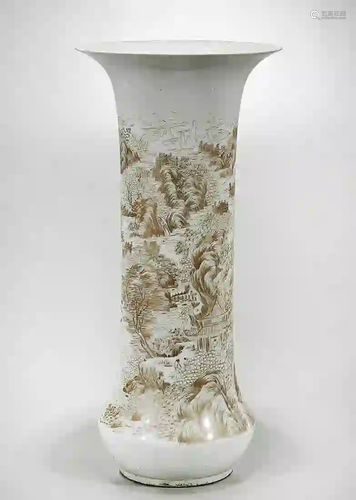 Chinese Painted Porcelain Gu Form Vase