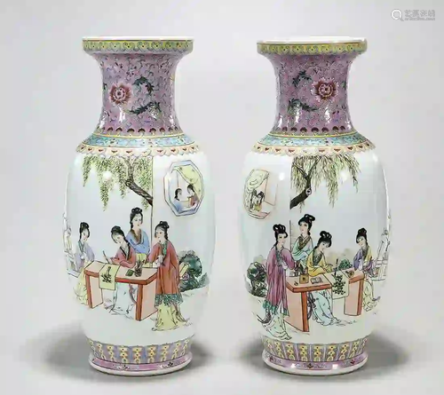 Two Chinese Enameled Porcelain Vases