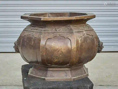 Chinese Bronze Octagonal Jardniere