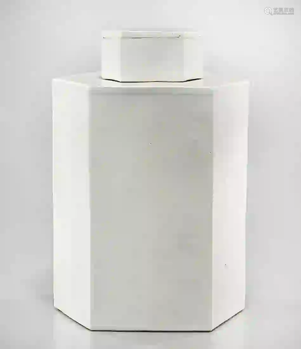 Chinese White Glazed Hexagonal Covered Vessel