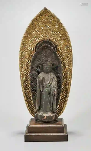 Japanese Standing Wood Buddha