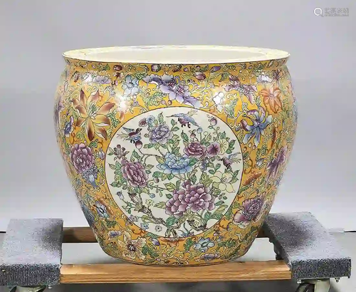 Chinese Enameled Porcelain Fish Bowl