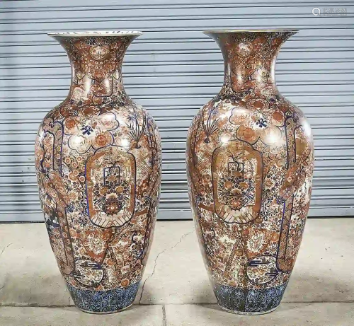 Pair Large Japanese Imari Vases