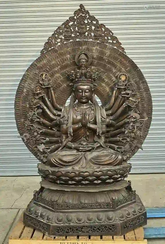 Large Chinese Bronze Thousand Armed Guanyin