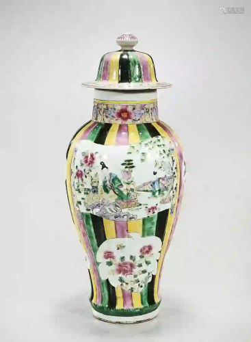 Chinese Enameled Porcelain Covered Vase