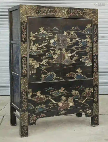 Chinese Painted Wood Cabinet