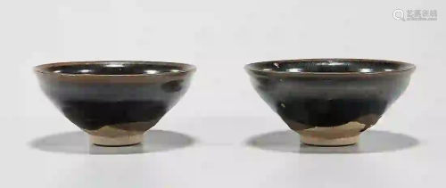 Two Chinese Black Glazed Ceramic Bowls