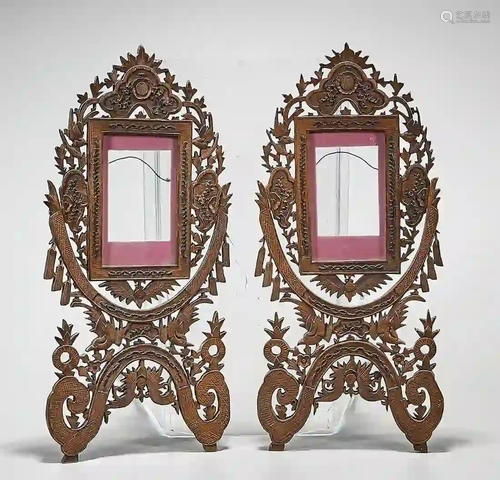 Two Chinese Carved Wood Frames