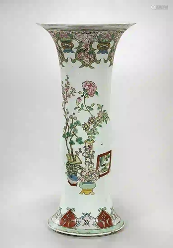 Chinese Enameled Porcelain Gu-Form Vase