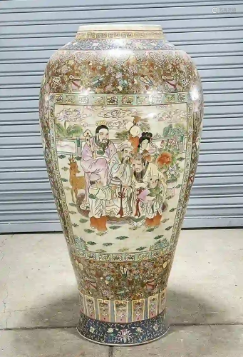 Large Chinese Enameled Porcelain Floor Vase
