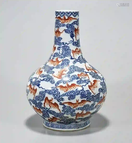 Chinese Red, Blue and White Porcelain Globular Vase