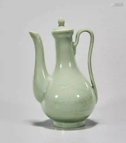 Chinese Celadon Glazed Porcelain Covered Wine Vessel