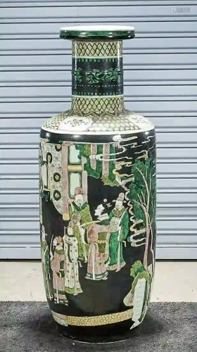 Tall Chinese Famille Verte Porcelain Vase