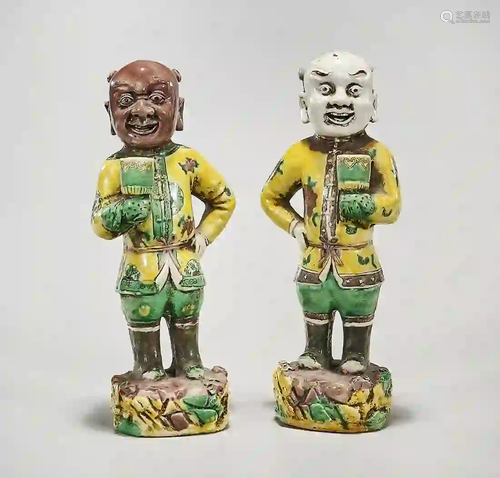 Two Chinese Glazed Porcelain Figures