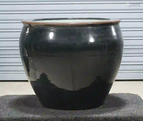 Chinese Black Glazed Porcelain Fish Bowl