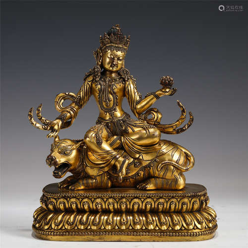 CHINESE GILT BRONZE TIBETAN BUDDHA STATUE