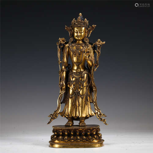 CHINESE GILT BRONZE BODHISATTVA PADMAPANI