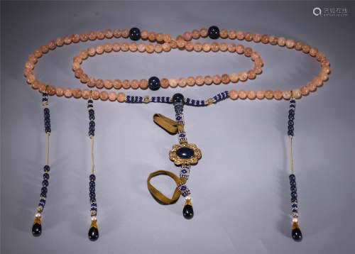 CHINESSE PINK CRYSTAL COURT BEADS NECKLACE