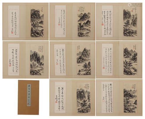 CHINESE PAINTING ALBUMS OF LANDSCAPES WITH INSCRIPTIONS