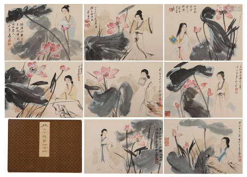 CHINESE PAINTING ALBUMS OF LOTUSES AND YOUNG LADIES