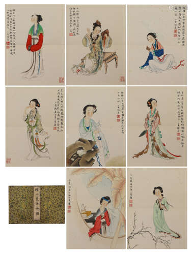CHINESE COLORED PAINTING ALBUM OF LADIES