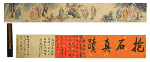 CHINESE COLOR PAINTING SCROLL OF BUDDHIST STORIES