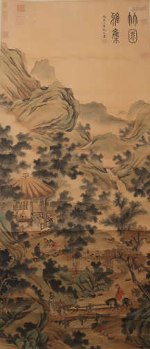 CHINESE PAINTING OF LITERATI TRAVELING IN MOUNTAINS