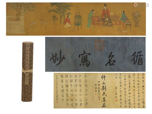 CHINESE LIGHT COLOR PAINTING SCROLL OF FIGURES STORY