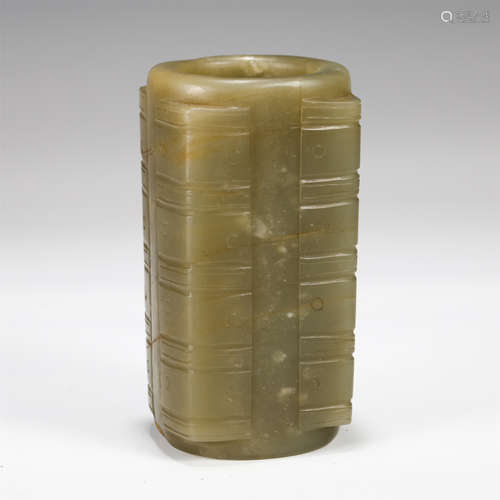 CHINESE JADE CONG STYLE VASE