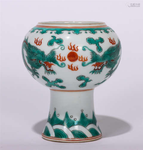 CHINESE GUCAI DRAGON PATTERNS HIGH-FOOTED BRUSH WASHER
