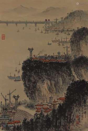 CHINESE LIGHT COLOR PAINTING, YANG ZI RIVERSIDE SCENERY
