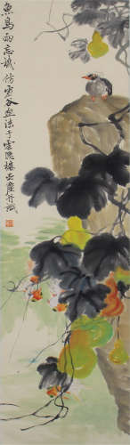CHINESE PAINTING OF FISH, BIRD AND GOURDS