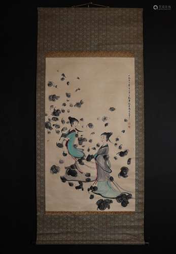 AN ANCIENT CHINESE PAINTING, FU BAOSHI MARKED