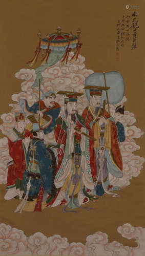 CHINESE COLOR PAINTING OF MYTHICAL FIGURES STORY