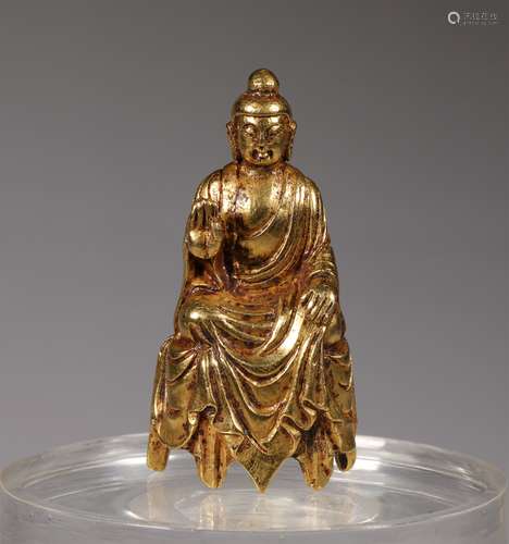 A NORTHERN WEI DYNASTY PURE GOLD BUDDHA STATUE