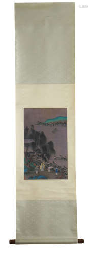 CHINESE HANGING SCROLL PAINTING OF FIGURES STORY
