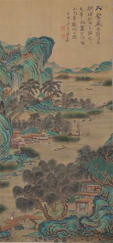 AN ANCIENT CHINESE LANDSCAPE PAINTING, ZHANG DAQIAN MARKED