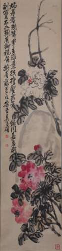 AN ANCIENT CHINESE FLOWER PAINTING, WU CHANGSHUO MARKED