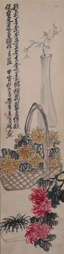 AN ANCIENT CHINESE FLOWER PAINTING, WU CHANGSHUO MARKED