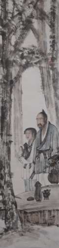 AN ANCIENT CHINESE CHARACTER PAINTING, FU BAOSHI MARKED