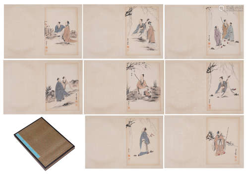 CHINESE FINE WORK ALBUM OF COLORFUL PAINTINGS SCHOLAR'S PICTURES