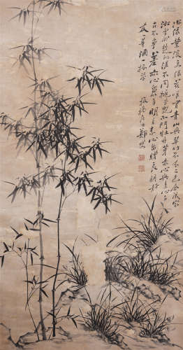 CHINESE SCROLL PAINTING OF INK BAMBOO