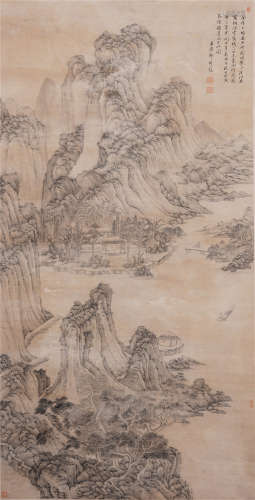 CHINESE SCROLL PAINTING OF INK MOUNTAINS