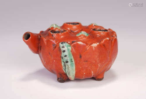 A CHINESE RED GLAZE WATER BOWL