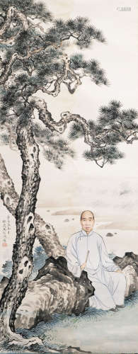 1904-1997 吳野洲 人物松樹 紙本 立軸
